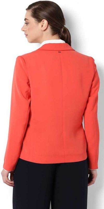 Solid Single Breasted Formal Women Full Sleeve Blazer  (Red)